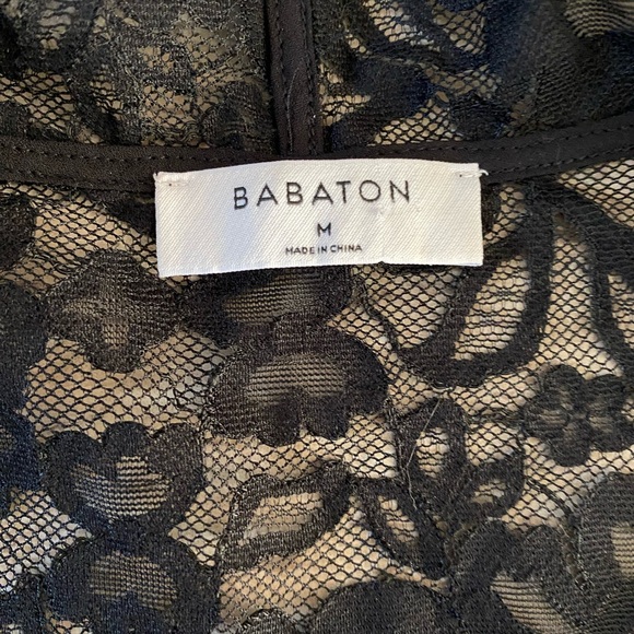 ARITZIA BABATON Black Lace Hopkins Sheer Long Sleeve Blouse Top Medium - Picture 2 of 2